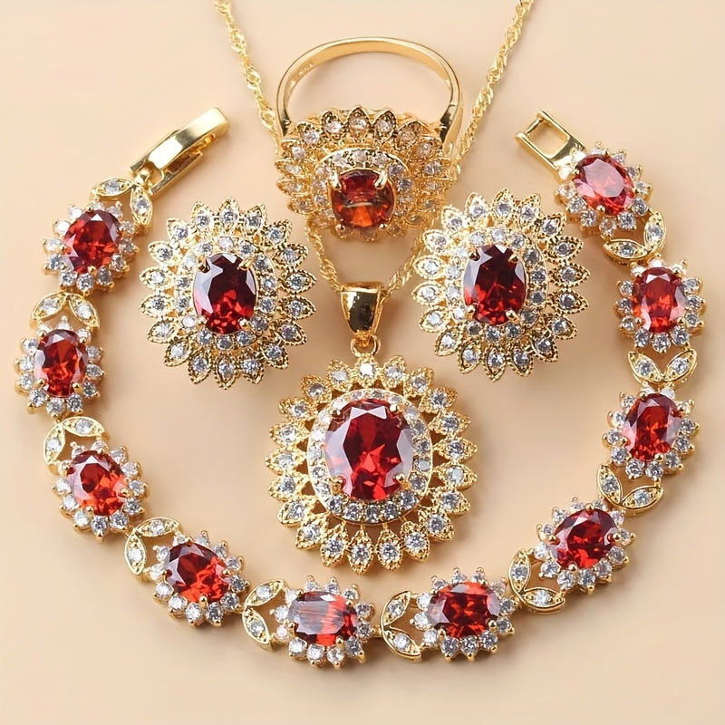 Sunflower 5pcs Elegant Wedding Jewelry Set