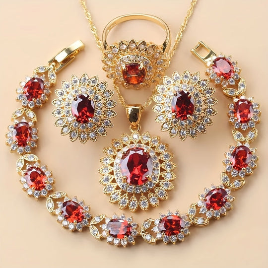 Sunflower 5pcs Elegant Wedding Jewelry Set
