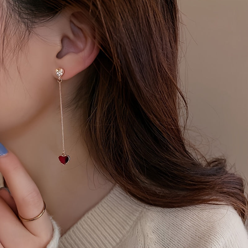 Timeless Inspired Asymmetrical Heart Chain Earrings