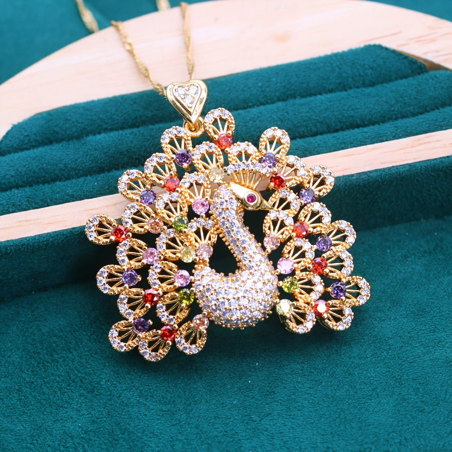 Elegant Peacock-Inspired PeaRooster Pendant Necklace