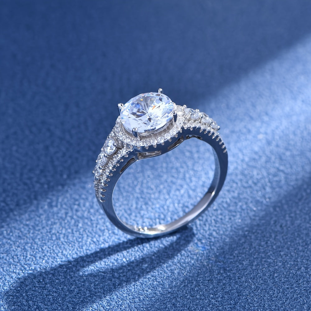 Trendy Blue Moissanite Ring