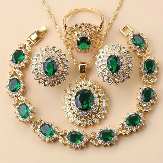 Sunflower 5pcs Elegant Wedding Jewelry Set