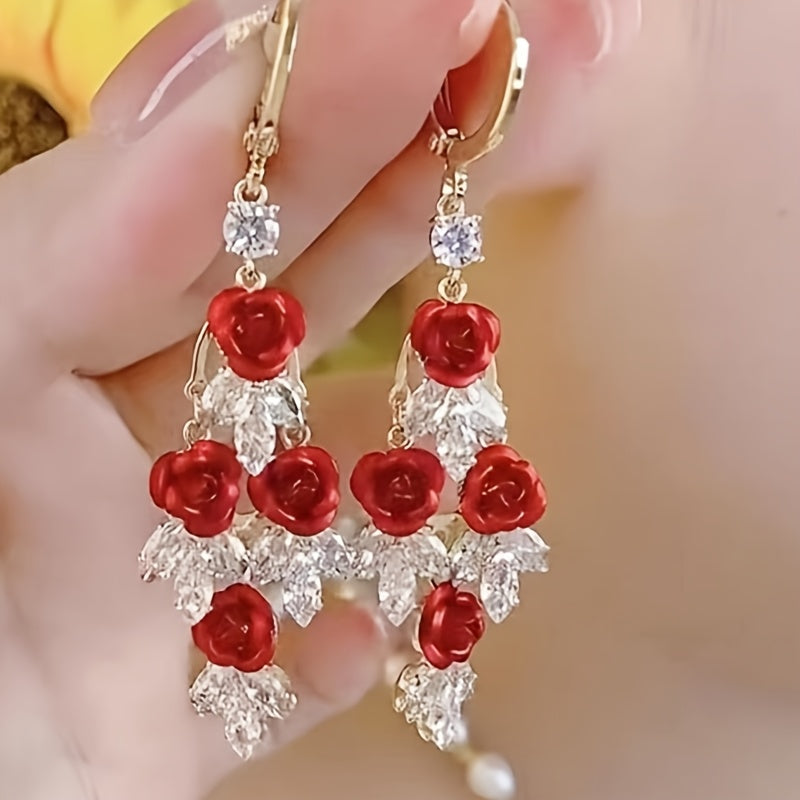 Timeless Rose Tassel Drop Earrings