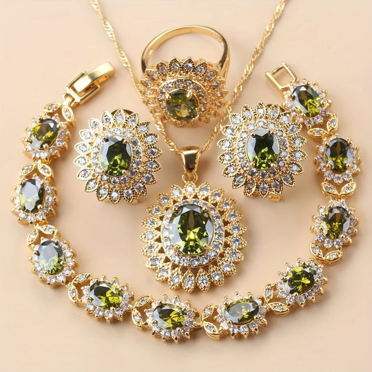 Sunflower 5pcs Elegant Wedding Jewelry Set
