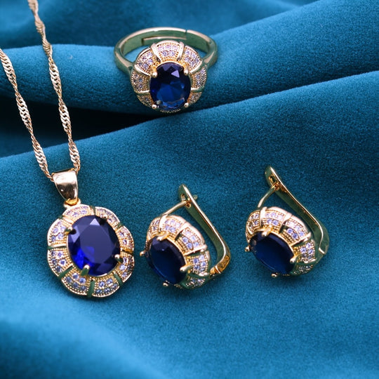 Timeless Elegant Multi-Color Cubic Zirconia Jewelry Set