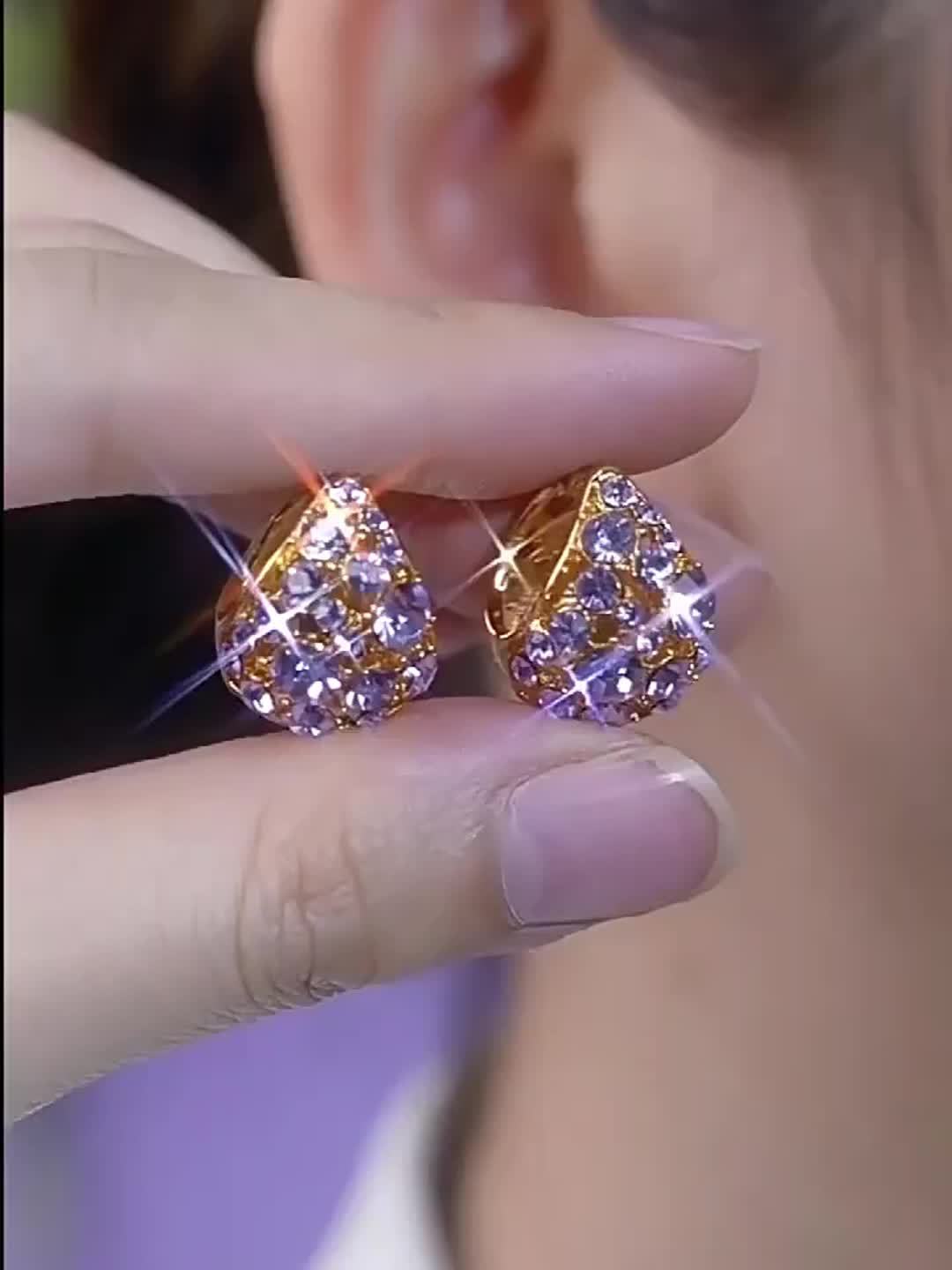Elegant Purple Glass & Earrings