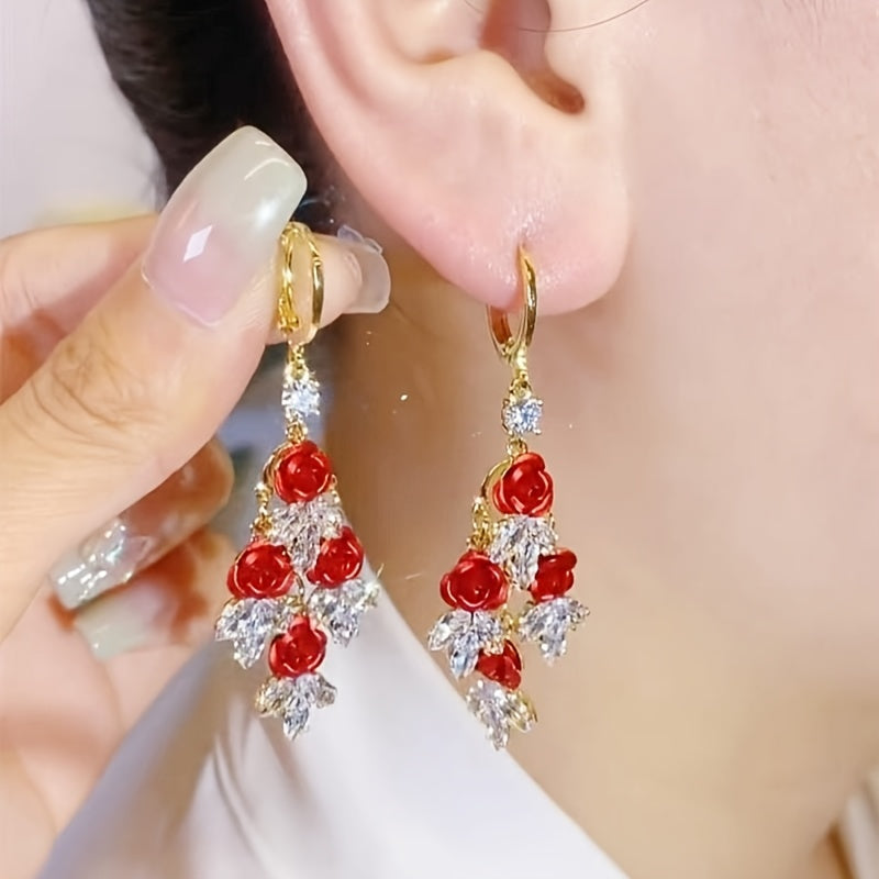 Timeless Rose Tassel Drop Earrings