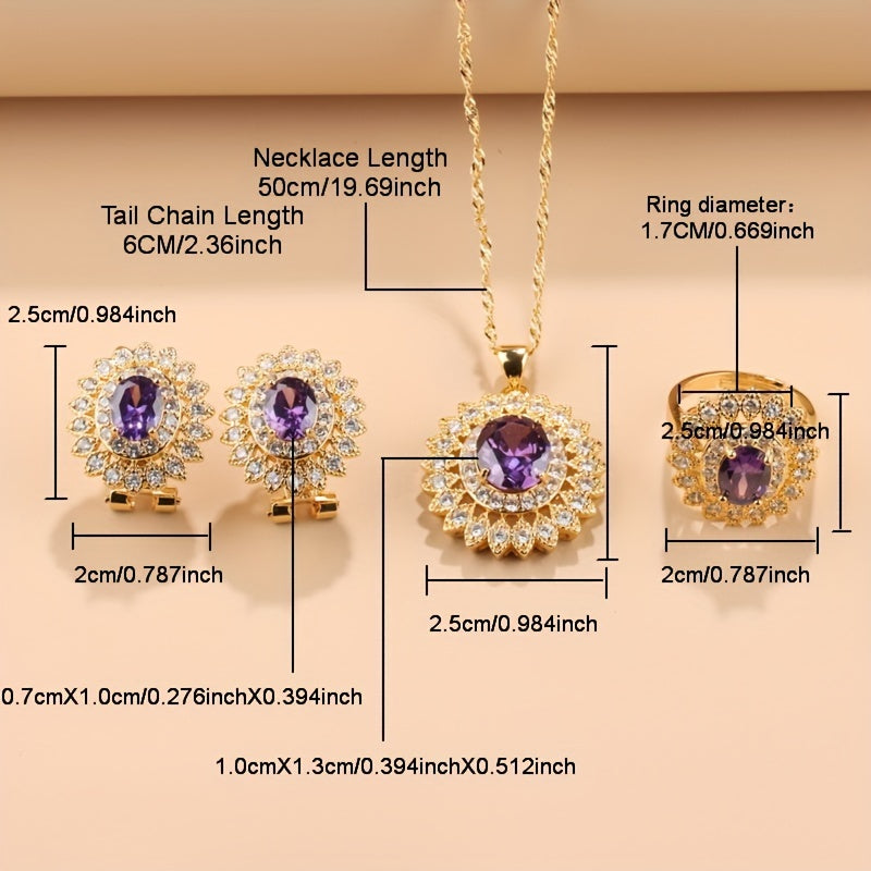 4pcs Stylish Sunflower Jewelry Set