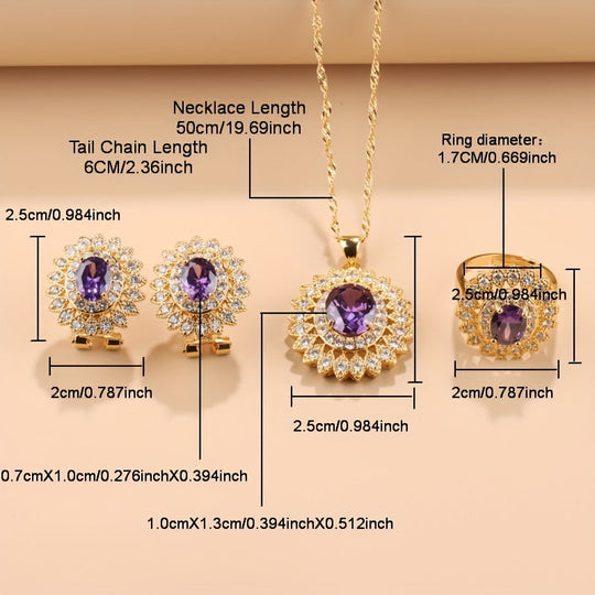 4pcs Stylish Sunflower Jewelry Set