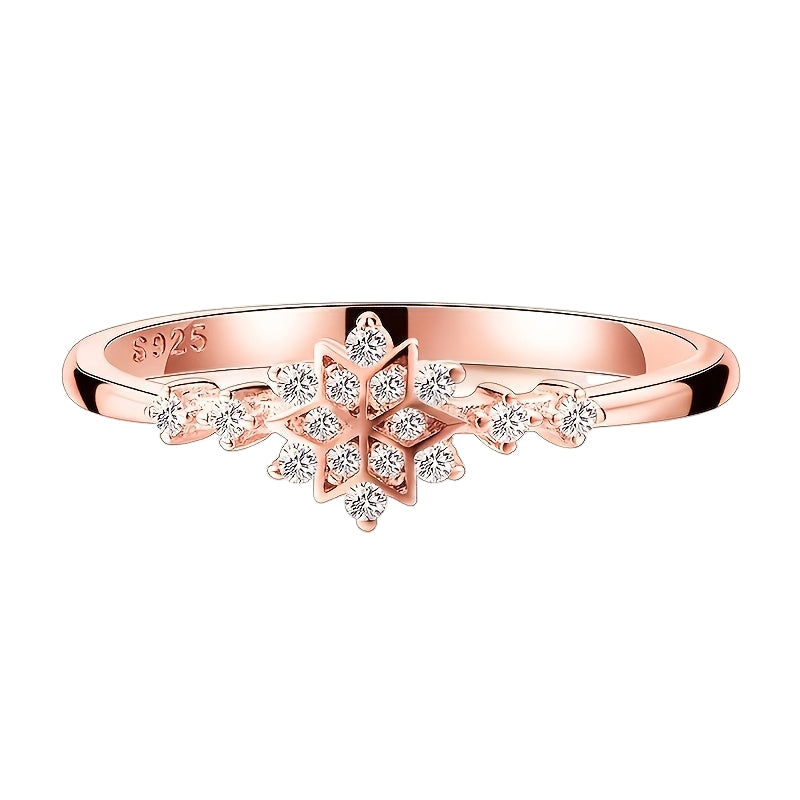 Elegant Zirconia Snowflake Ring