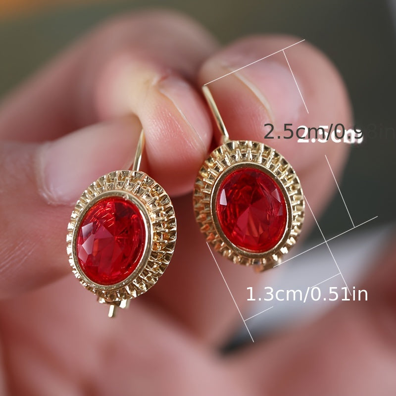 Timeless Oval Red Zirconia Earrings