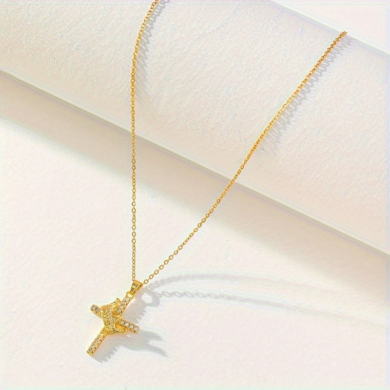 Trendy Crown Cross Pendant Necklace