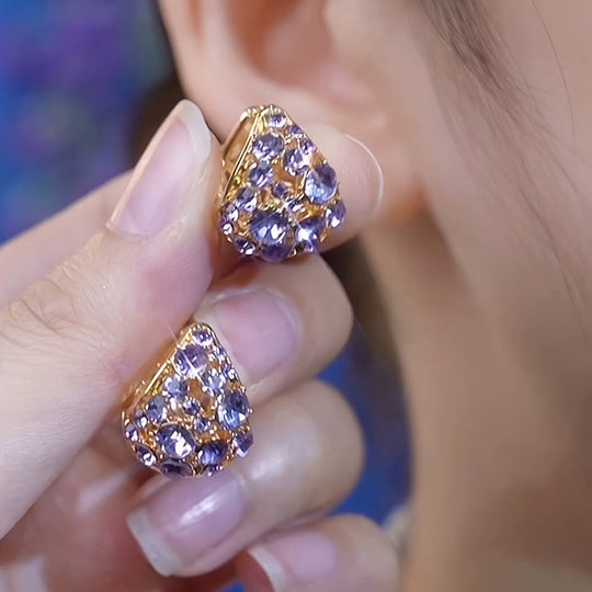 Elegant Purple Glass & Earrings