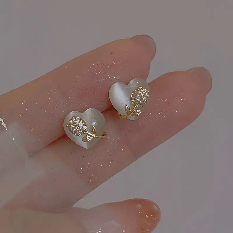 Timeless Style Heart-Shaped Rose Earrings