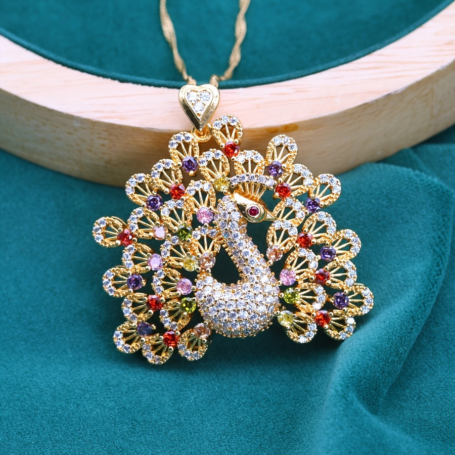 Elegant Peacock-Inspired PeaRooster Pendant Necklace