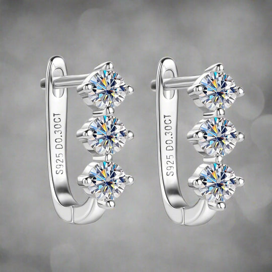 Silver Moissanite Hoop Earrings