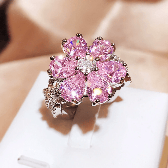 Timeless Floral Pink Zirconia Ring