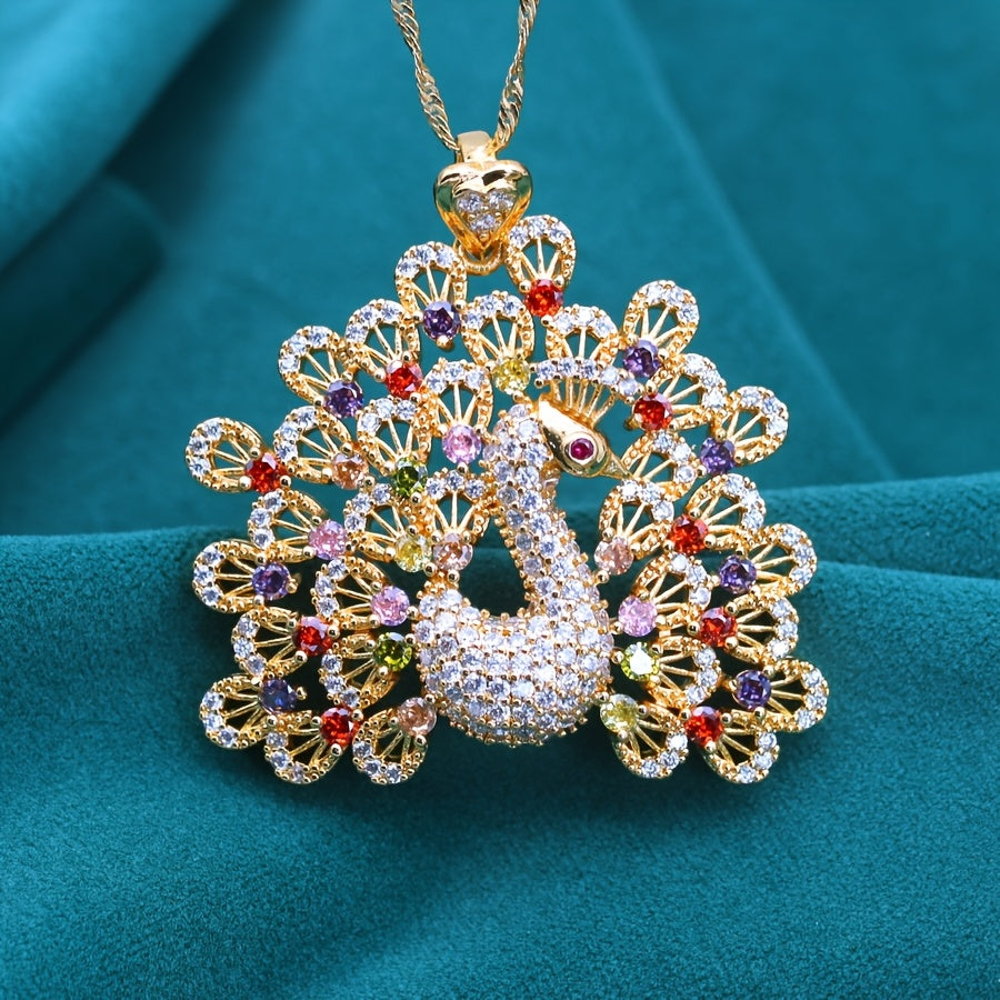 Elegant Peacock-Inspired PeaRooster Pendant Necklace
