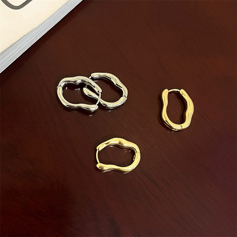 Minimalist Irregular Gold and Silver Earrings