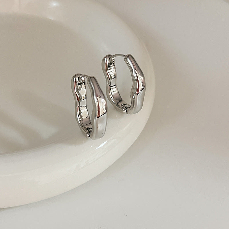 Minimalist Irregular Gold and Silver Earrings