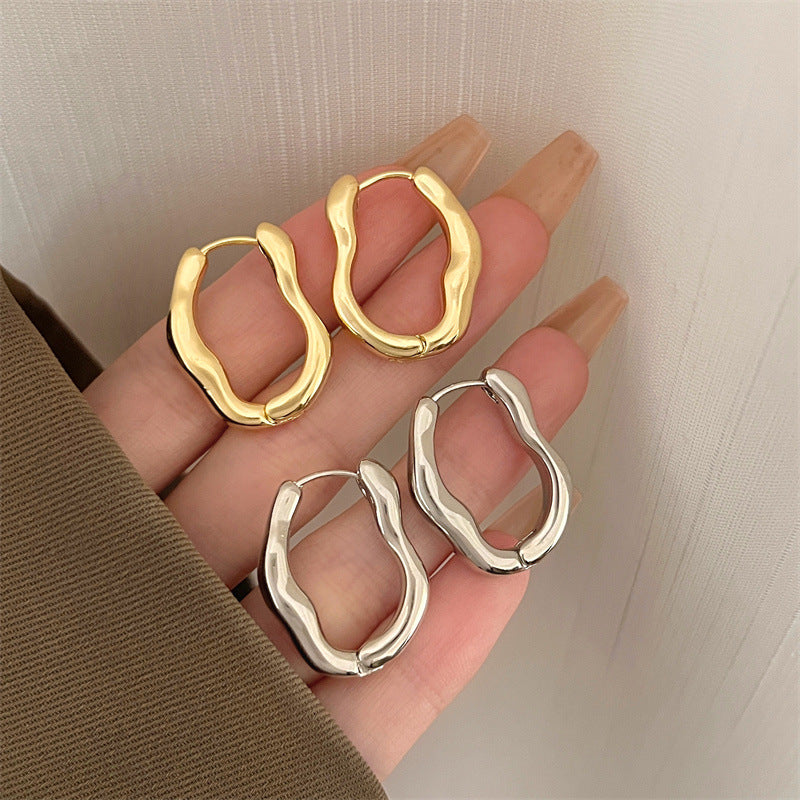 Minimalist Irregular Gold and Silver Earrings