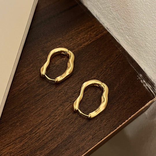 Minimalist Irregular Gold and Silver Earrings