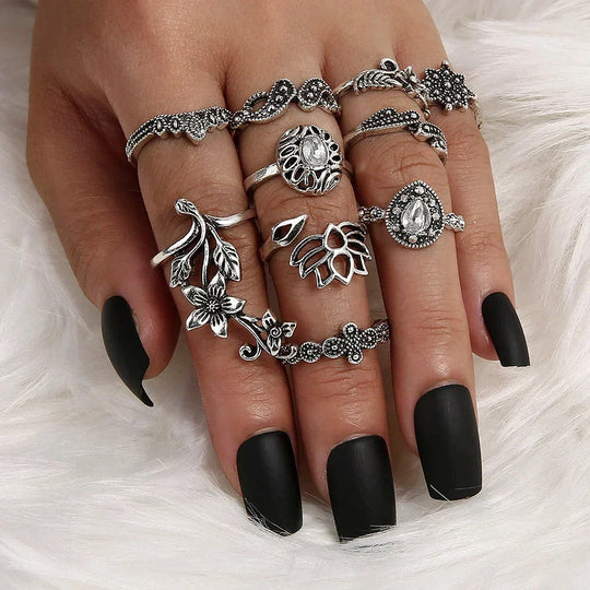Enchanted Forest Rings Pack in Trendy Silver