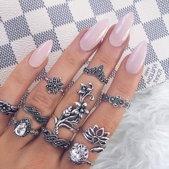 Enchanted Forest Rings Pack in Trendy Silver