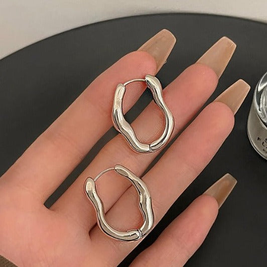 Minimalist Irregular Gold and Silver Earrings