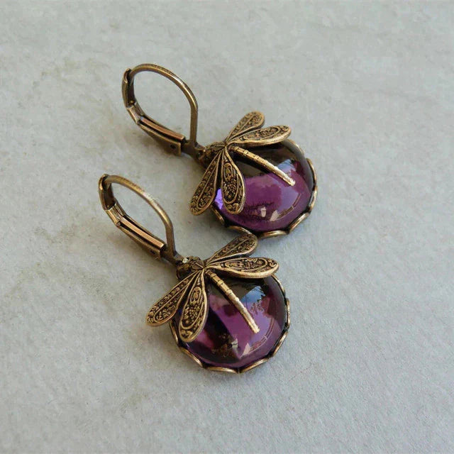 Spherical Dragonfly Earrings in Trendy Gold