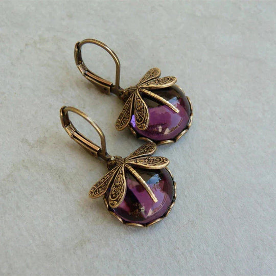 Spherical Dragonfly Earrings in Trendy Gold