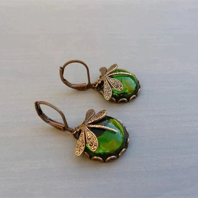 Spherical Dragonfly Earrings in Trendy Gold