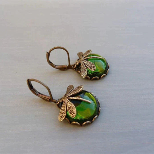 Spherical Dragonfly Earrings in Trendy Gold