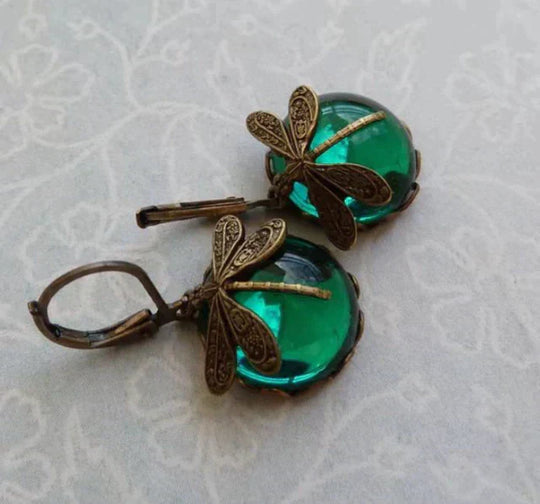 Spherical Dragonfly Earrings in Trendy Gold