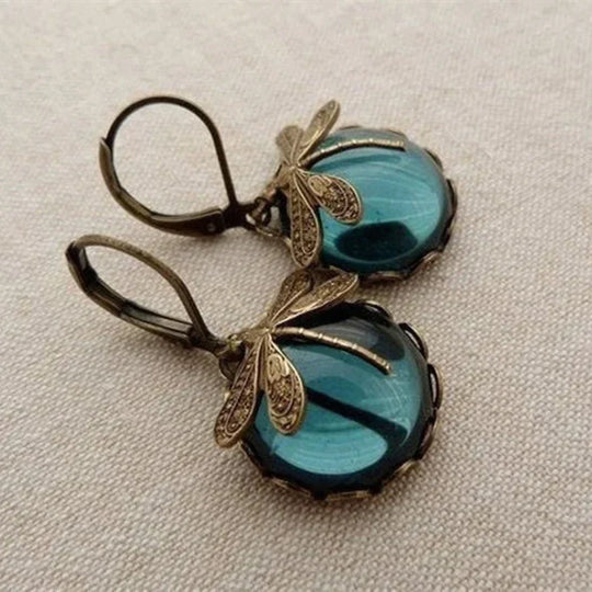 Spherical Dragonfly Earrings in Trendy Gold