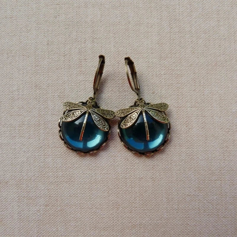 Spherical Dragonfly Earrings in Trendy Gold