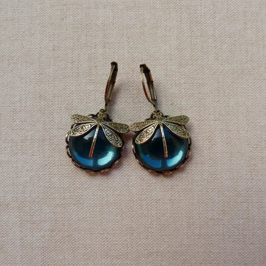 Spherical Dragonfly Earrings in Trendy Gold