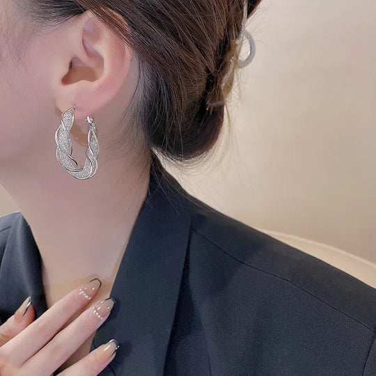 Stylish Light Rhinestone Hoops
