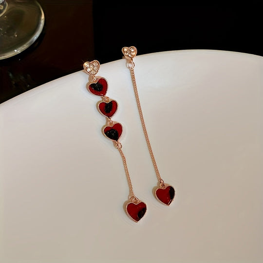 Timeless Inspired Asymmetrical Heart Chain Earrings