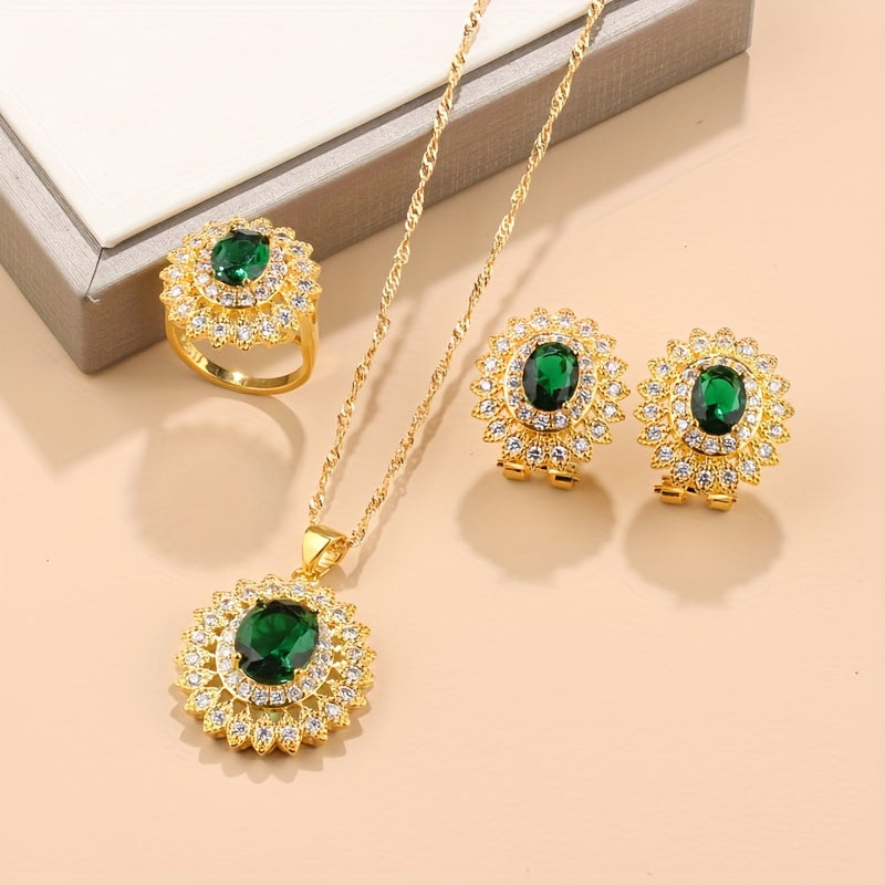 4pcs Stylish Sunflower Jewelry Set