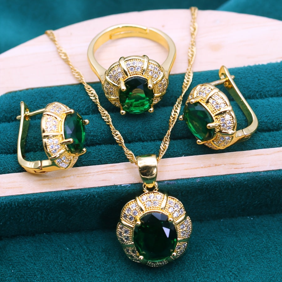 Timeless Elegant Multi-Color Cubic Zirconia Jewelry Set