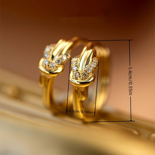 Elegant Twisted Knot Zirconia Hoop Earrings