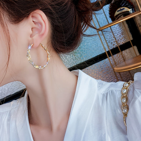 Modern Bling Hollow-Out Circle Earrings