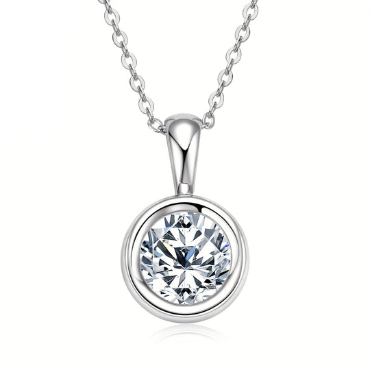 2-Carat 8mm Round Cut Moissanite Pendant Necklace