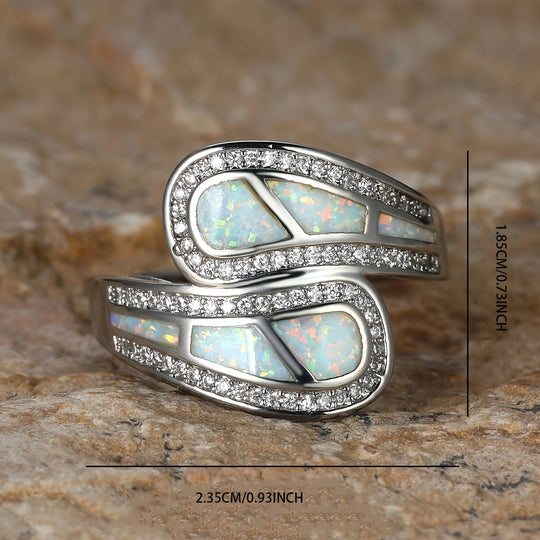 Boho Trendy White Opal Stone Ring