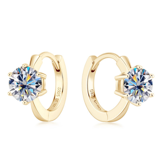 Round Moissanite Silver Earrings