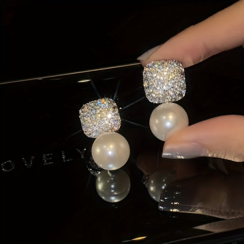 Modern Blingbling Square Pendant Earrings