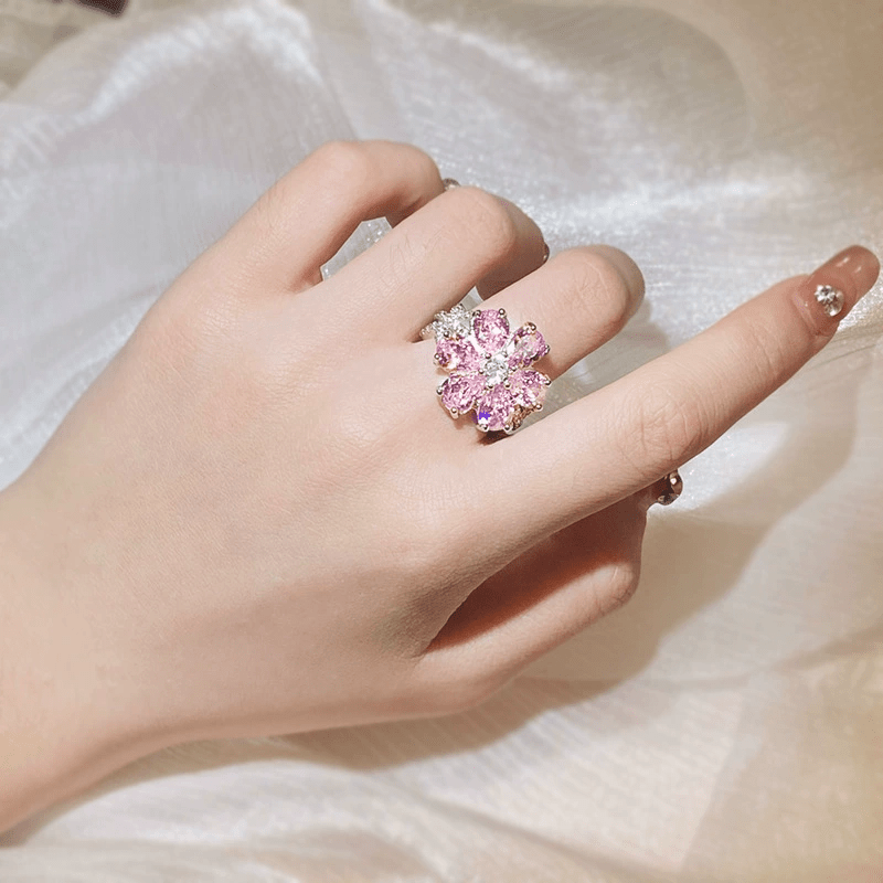 Timeless Floral Pink Zirconia Ring