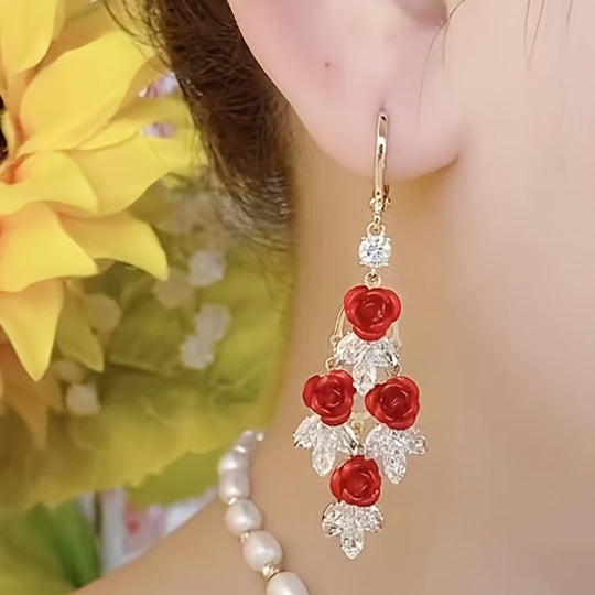 Timeless Rose Tassel Drop Earrings