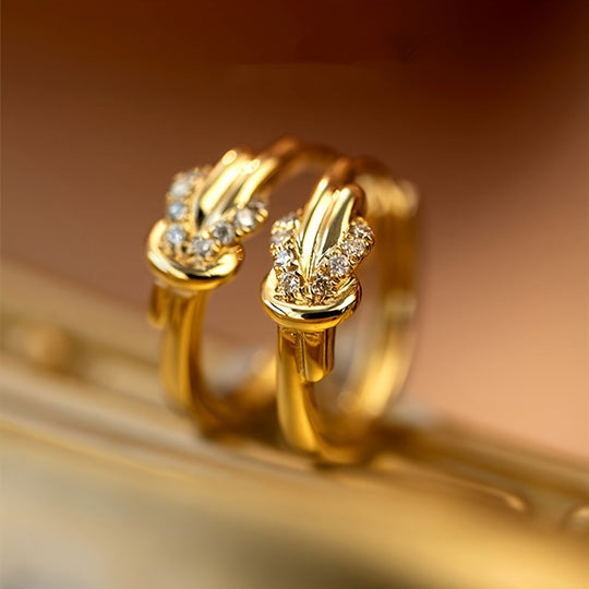 Elegant Twisted Knot Zirconia Hoop Earrings